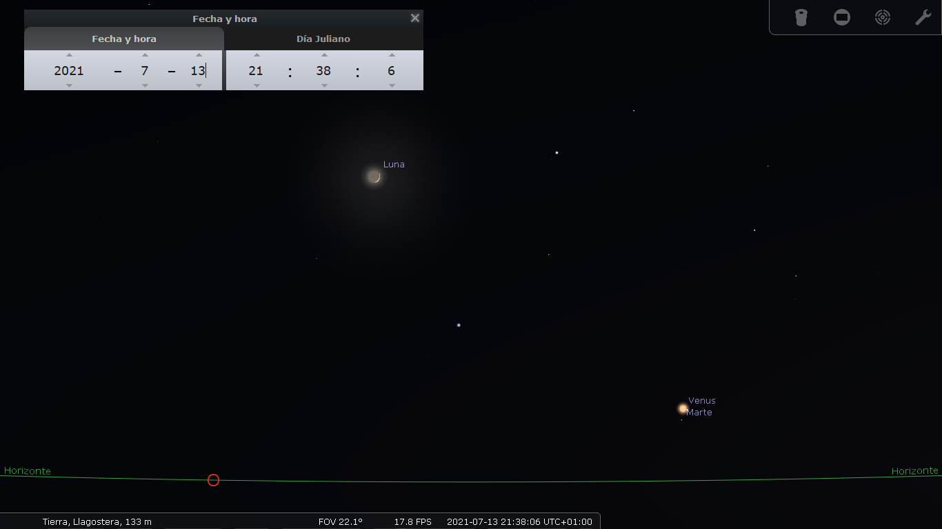 Conjunció de Venus i Mart, Rafael Balaguer amb Stellarium